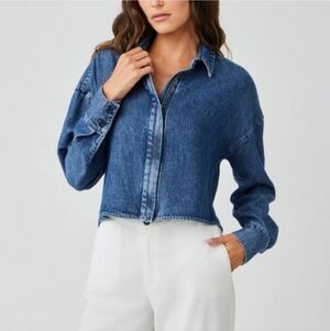 Bella Dahl Lyocell Zip Front Denim Jacket Medium